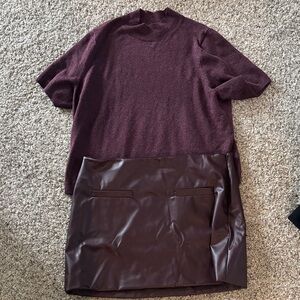 a new day Burgundy Mini Skirt